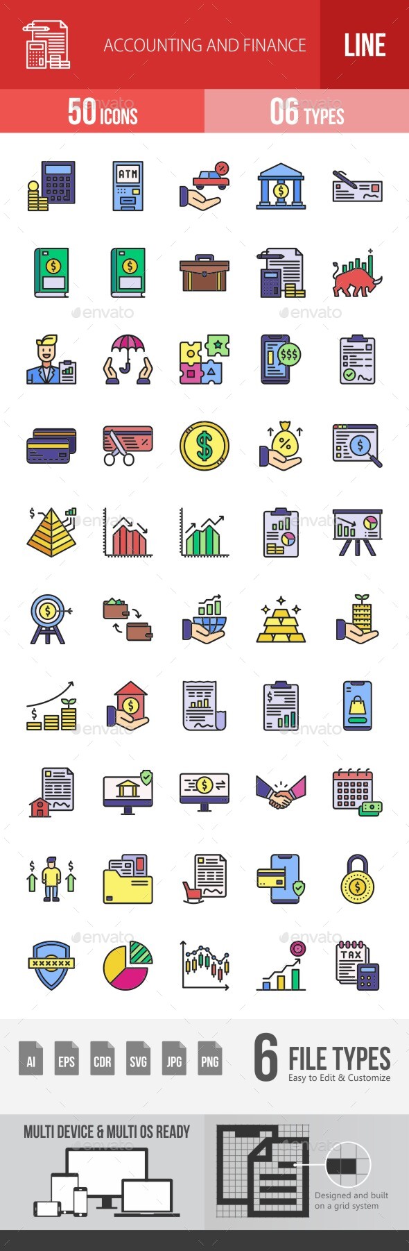 Accounting & Finance Filled Line Icons