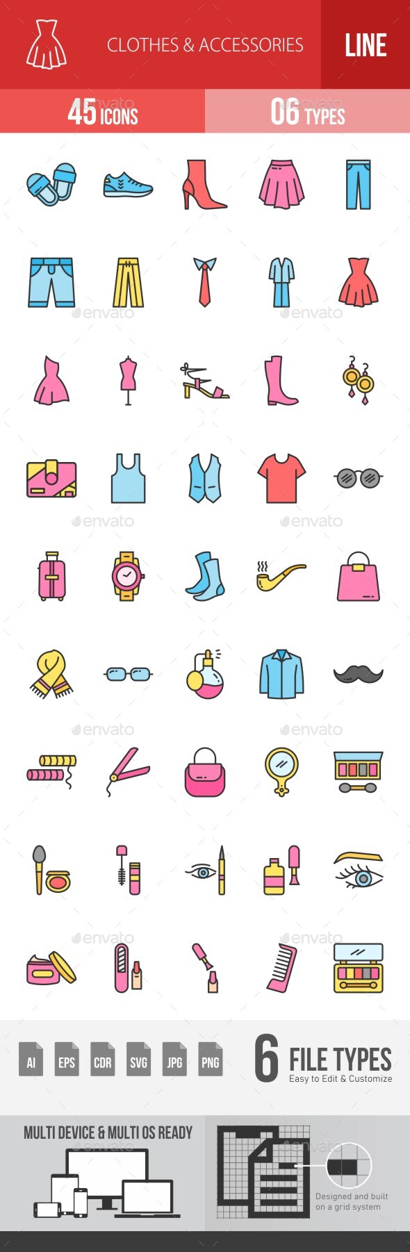 [DOWNLOAD]Clothes & Accessories Filled Line Icons