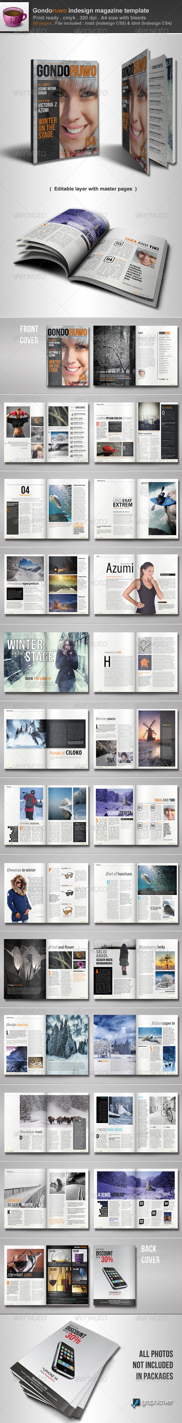 Gondoruwo Indesign Magazine Template - Magazines Print Templates