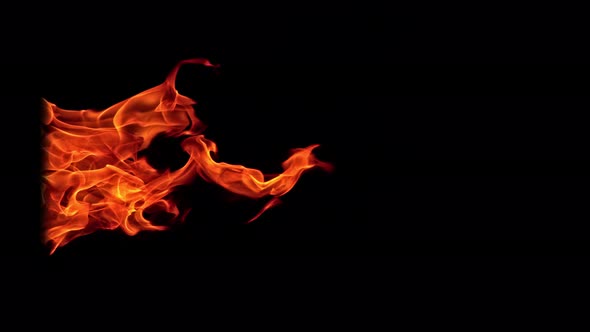 Fire Flames in 1000Fps Super Slow Motion Isolated on Black Background alt