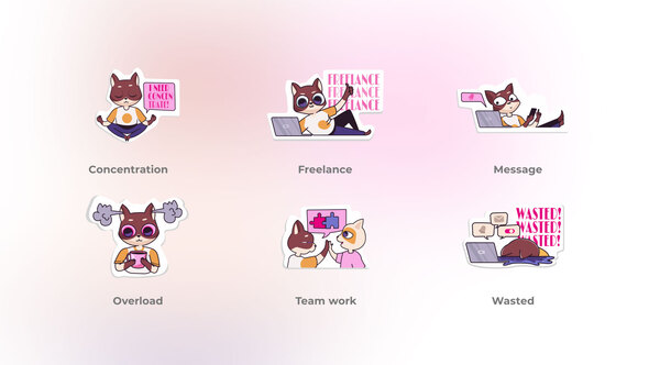 Work Flow Cat Stickers - Stone Pictures Concepts