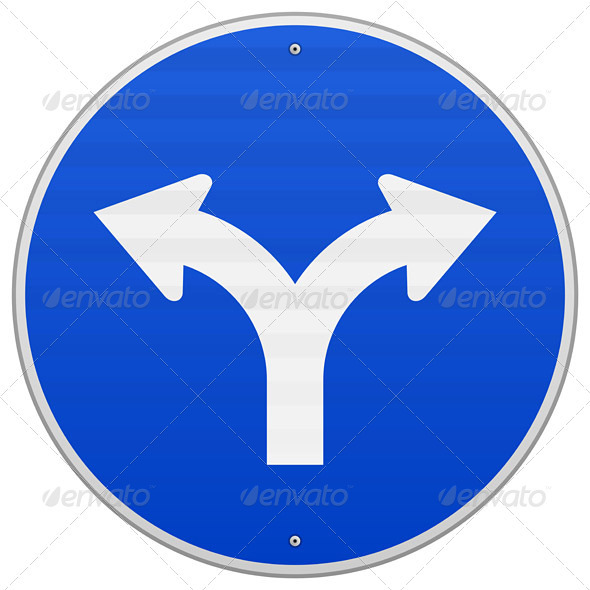 Blue Sign with Two Arrows - Objects Vectors