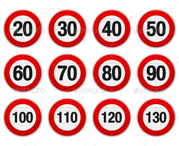Speed Limit Sign Set - Objects Vectors