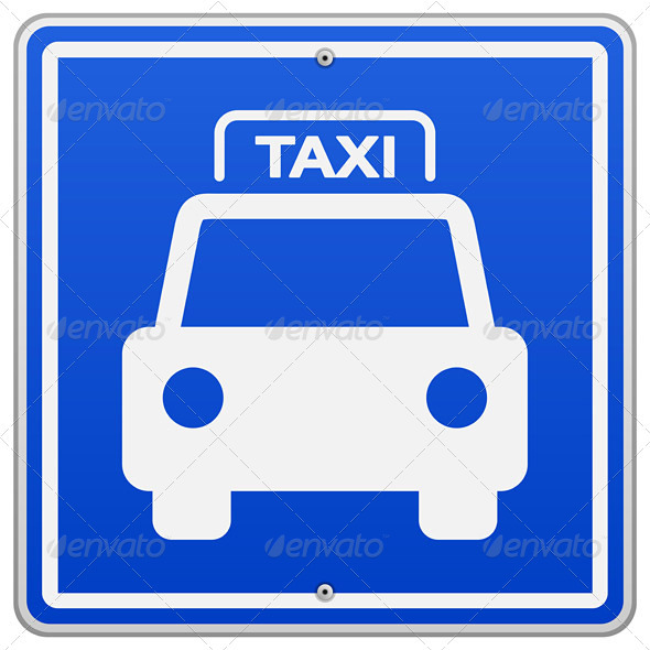Taxi Blue Sign - Services Commercial / Shopping