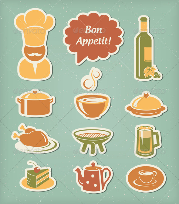 Restaurant Menu Icons Set - Food Objects