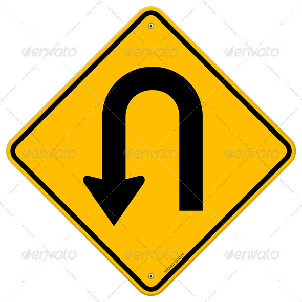 U-Turn Roadsign - Objects Vectors