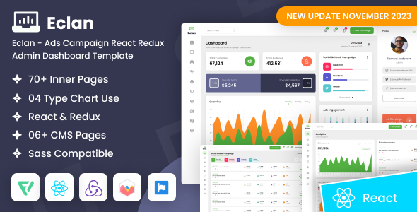 Eclan - Ads Campaign React Redux Admin Dashboard Template