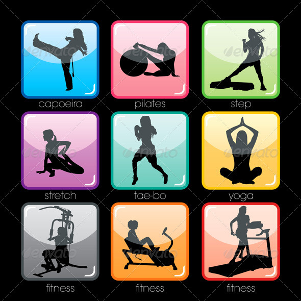 Fitness Buttons Set