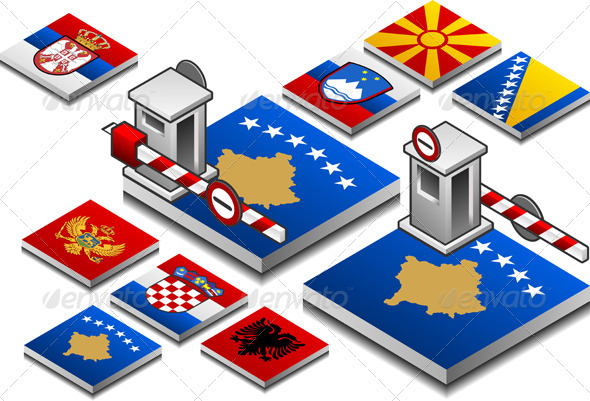 Closed Customs on the Button Flag of Balcan - Conceptual Vectors
