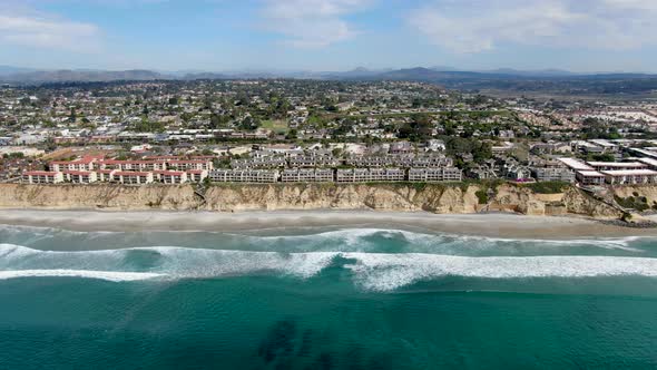 Aerial View of Condo Community Next To the Beach and Sea in South California alt