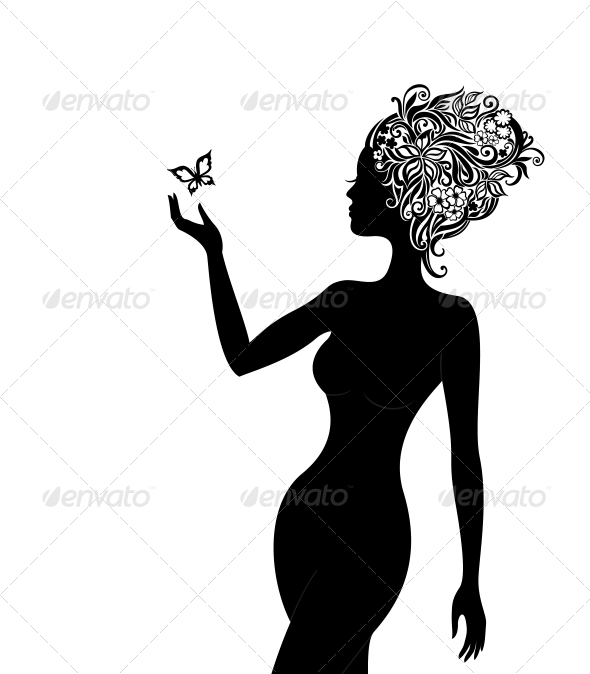 Woman with a Flowers in her Hair - People Characters