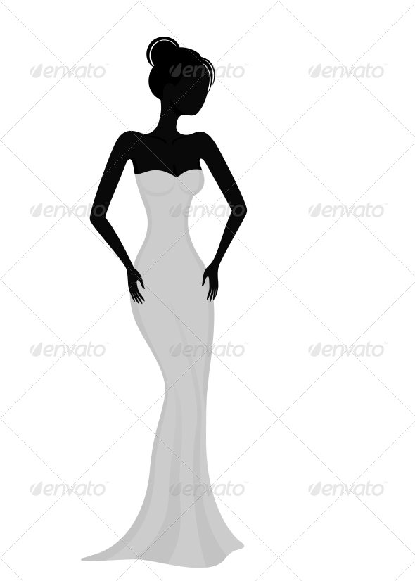 Silhouette of a Girl in White Evening Dress - People Characters
