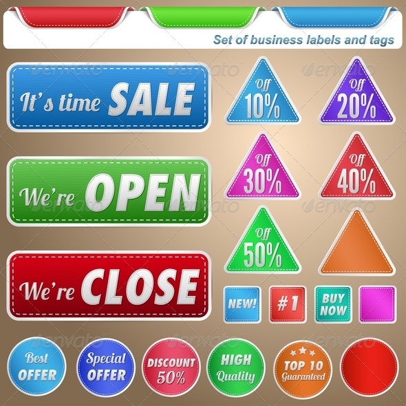 Set of Business Labels and Tags - Retail Commercial / Shopping