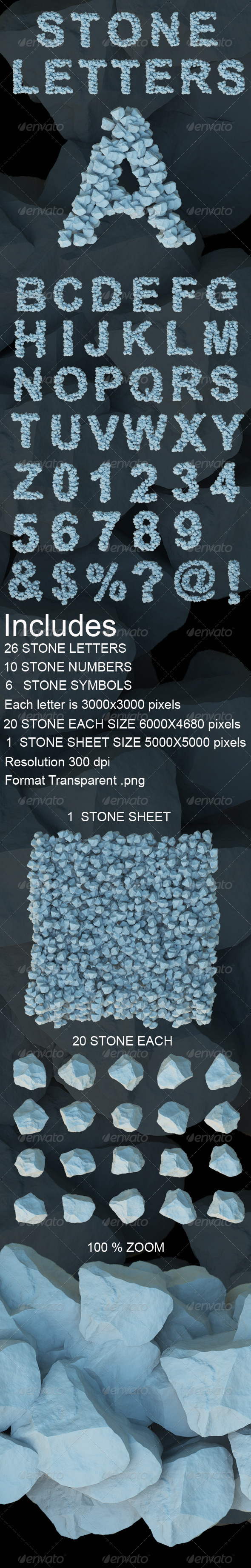 3D Stone Letters - Text 3D Renders