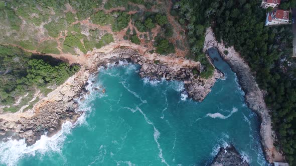 Flight Over Beautiful Seashore at Mallorca