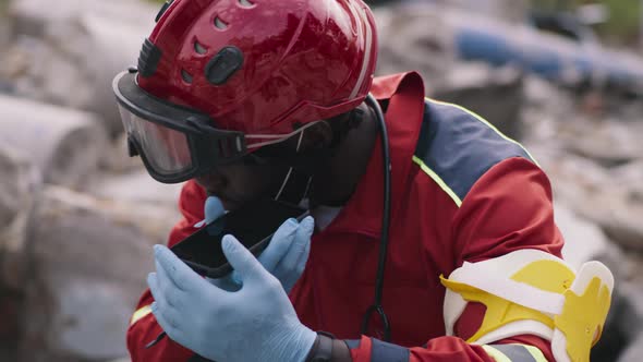 Black Rescuer Listening Voice Message alt