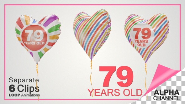 79th Birthday Celebration Heart Shape Helium Balloons