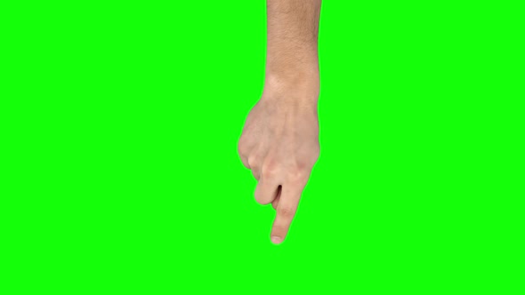 Man Hand Is Performing Rotate at Tablet Screen Gesture on Green Screen. Close Up alt