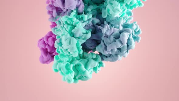 Colorful ink clouds colliding underwater alt