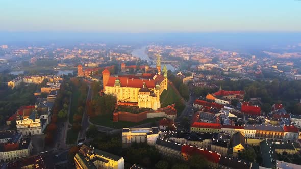 Krakow, Poland. Wawel Royal Castle and Cathedral, Vistula River.