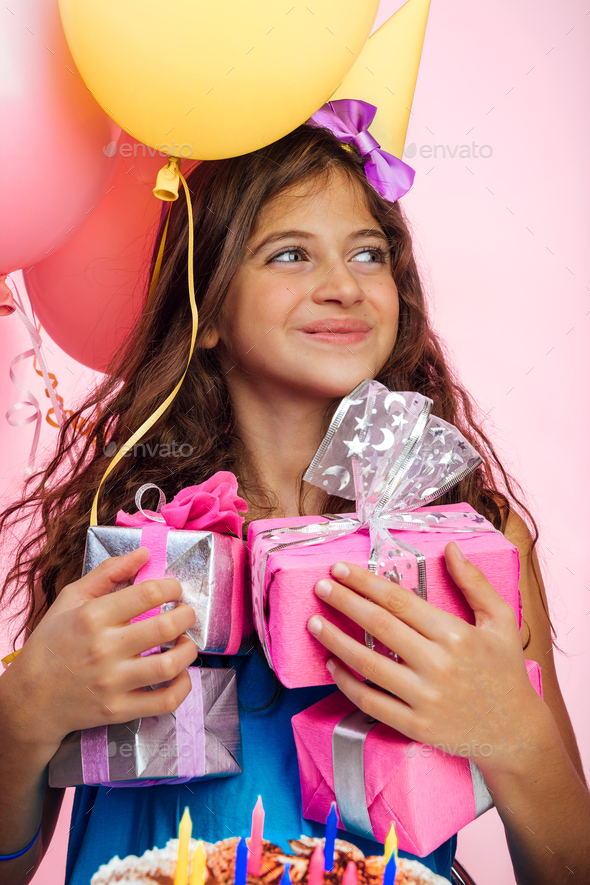 Happy Birthday Girl With Gifts Stock Photo By Anna Om 