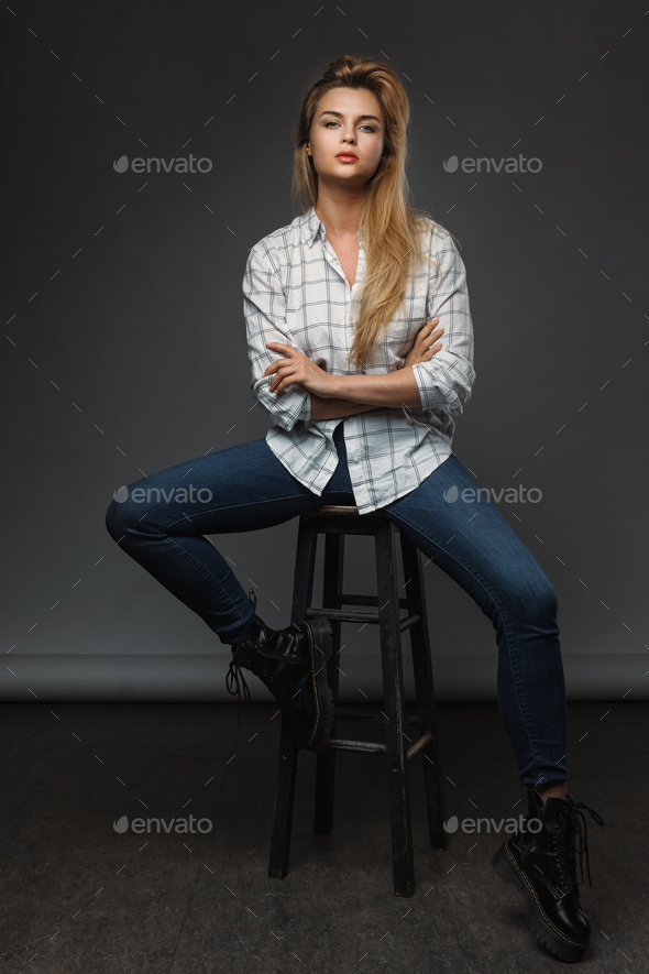 Happy Businessman with Crossed Arms, on Grey Stock Photo - Image of shirt,  smile: 184544364