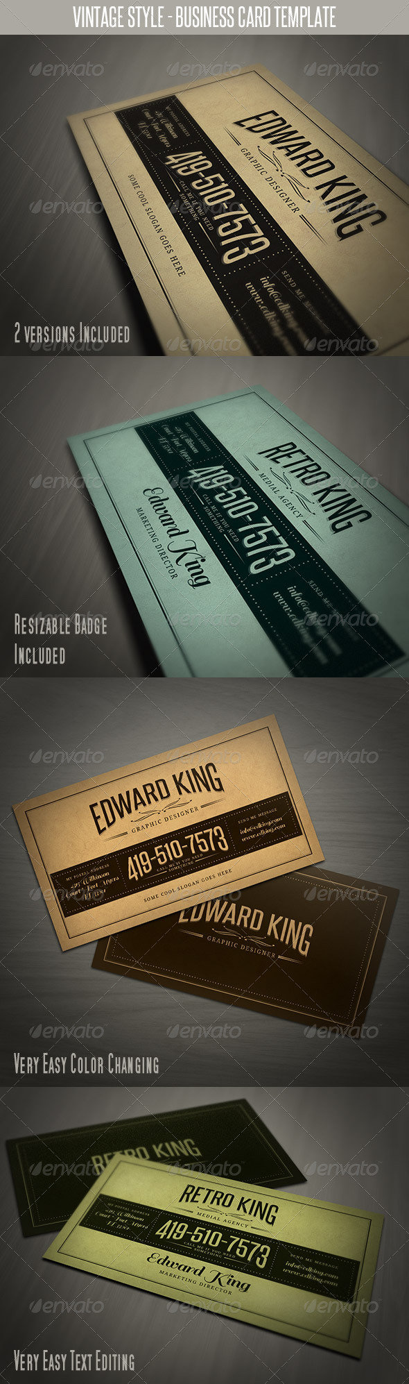 Vintage Style Business Card Template - Retro/Vintage Business Cards