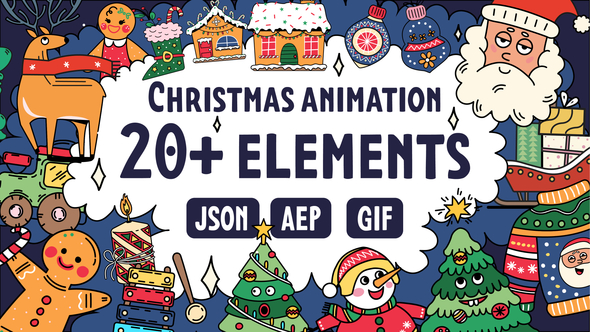20 Christmas animated elements