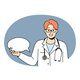 Smiling Doctor with Speech Bubble 