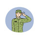 Female Soldier in Uniform Saluting 