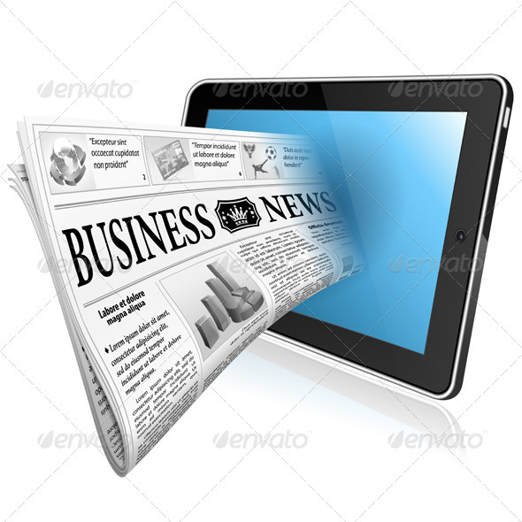 Concept - Digital News witn Newspaper and Tablet P - Concepts Business