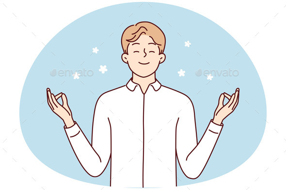 Happy Man with Mudra Hands Meditate