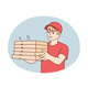 Smiling Deliveryman with Pizza Boxes