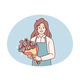 Smiling Female Florist with Bouquet