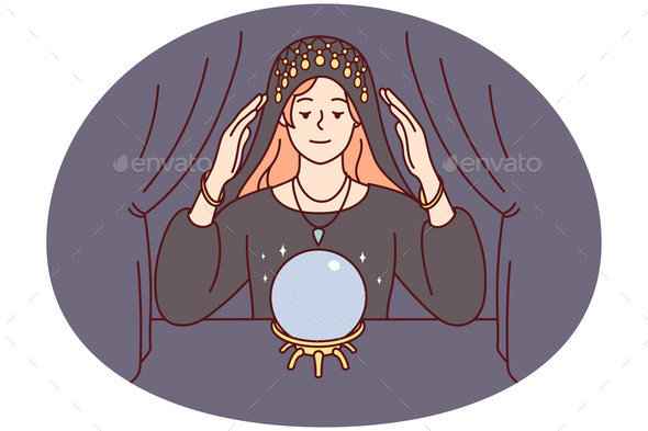 Female Fortune Teller with Magic Ball