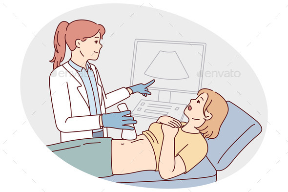 Doctor Do Belly Ultrasound for Female Patient