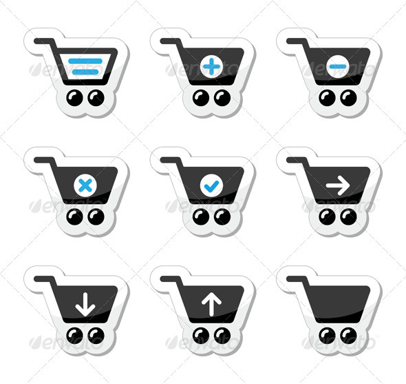 Shopping cart vector icons set - Retail Commercial / Shopping