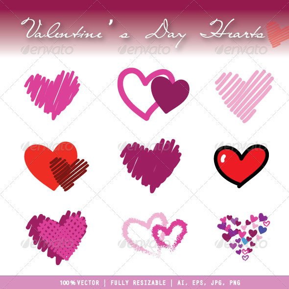 Valentine's Day Hearts - Decorative Symbols Decorative