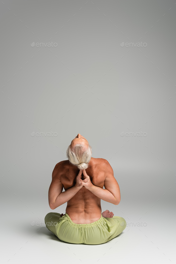 Man in lotus pose back view mind relaxation icon Vector Image