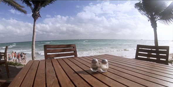 Restaurant Table Facing The Caribbean Sea