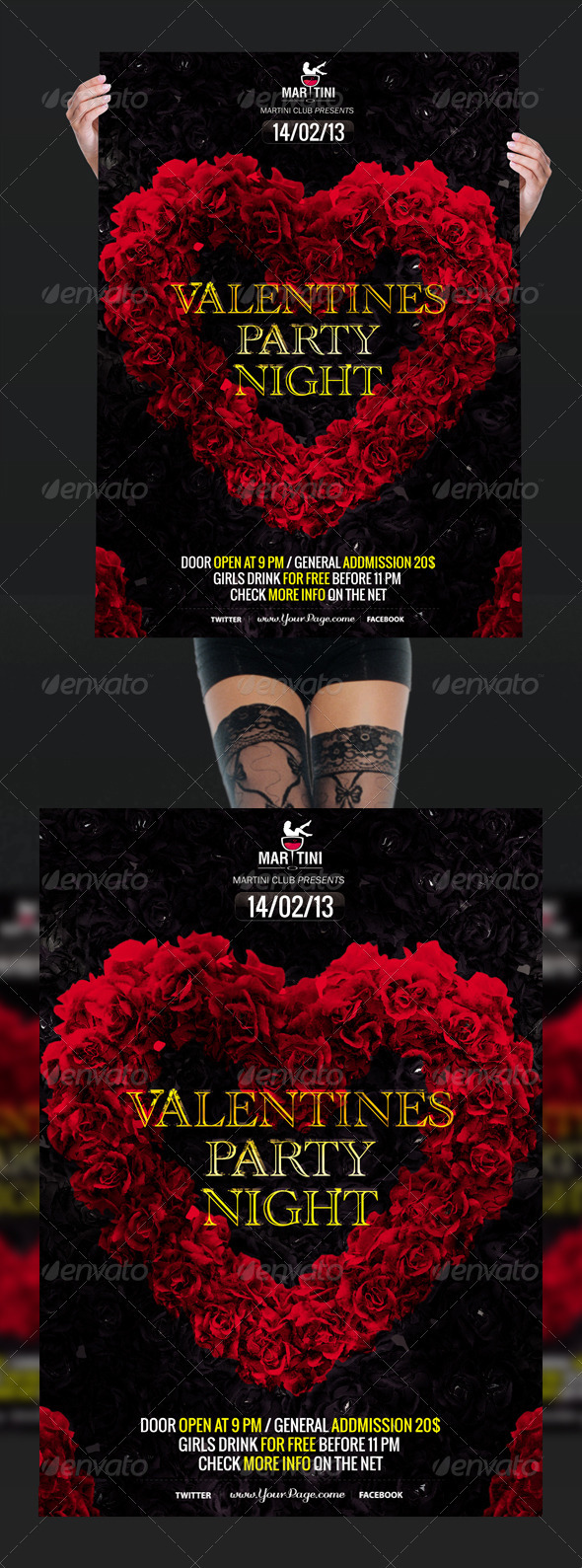 Black Valentine's Day Flyer - Clubs & Parties Events