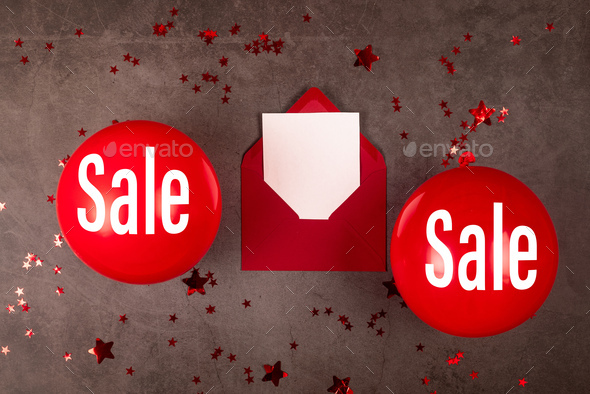 Big sale bacground with red balloons on black, Get ready for Black Friday sales!