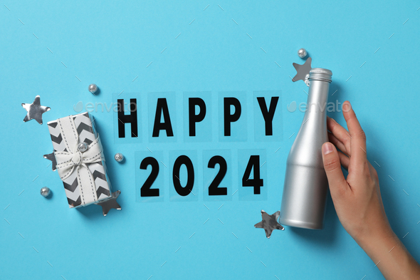 The Concept Of Celebrating The New Year 2024 A Gift With A Bottle   0G2A6094 