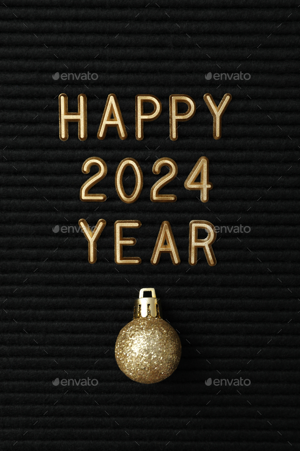 New Year 2024 with golden balloons on a light background Stock Photo by  AtlasComposer