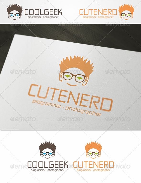 Cute Nerd - Geek Logo Template - Humans Logo Templates
