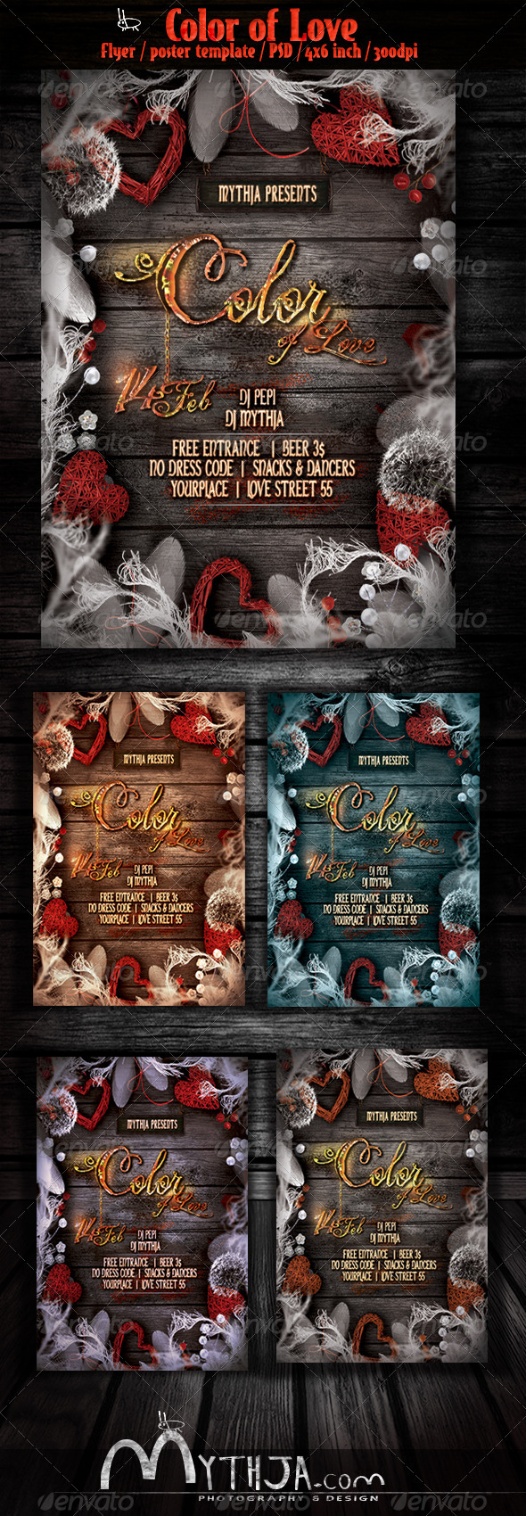 Color of Love - Valentines flyer/poster template - Clubs & Parties Events