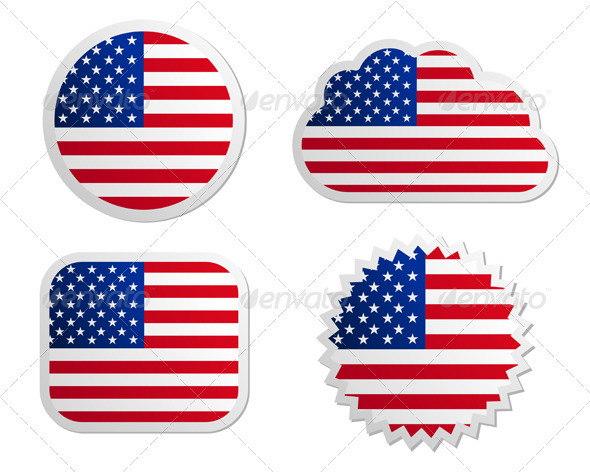 USA Flag Labels - Web Elements Vectors