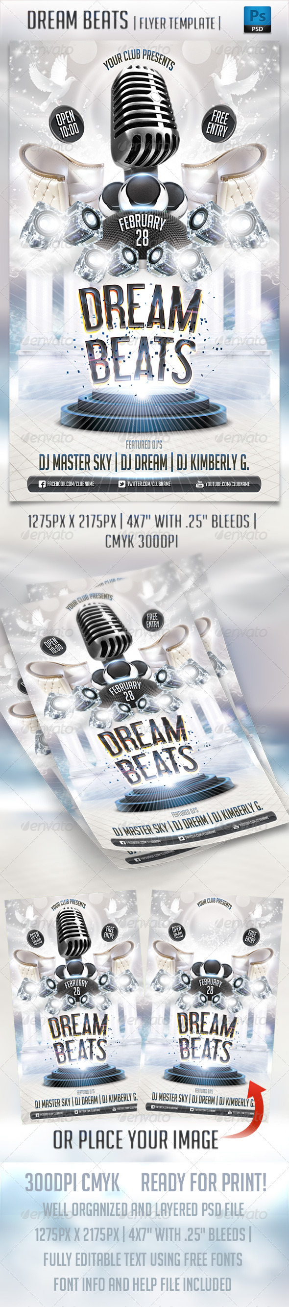 Dream Beats Flyer Template - Clubs & Parties Events