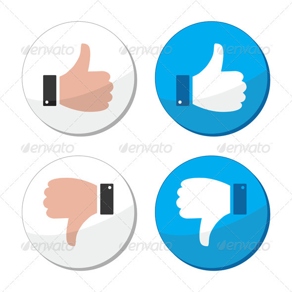 Thumb Up and Down Like Vector Icon Set - People Characters