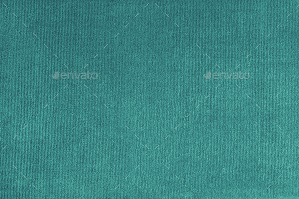Plain Turquoise Velours Fleecy Upholstery Fabric Texture Background.